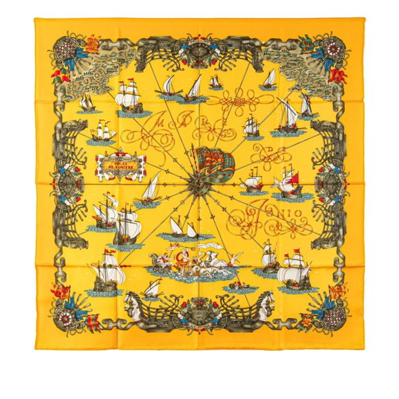 Hermes Hermès Carré 90 "Voiles de Lumière" Scarf, Yellow Multicolor Silk, Wom... - Picture 1 of 4